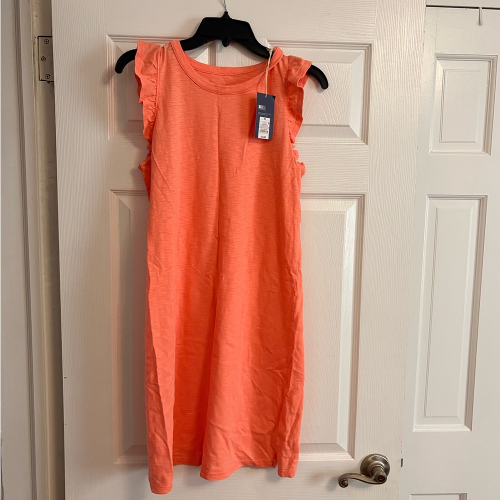 Girls' Coral Ruffle Sleeve Dress